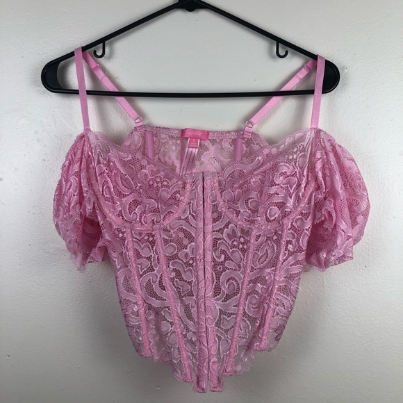 NWT Sugar Thrillz Floral Lace Corset Top with Matching Gloves - Picture 3 of 9